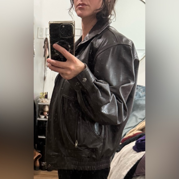 💯 Authentic Playboy Brown Leather Bomber Jacket - Picture 13 of 13